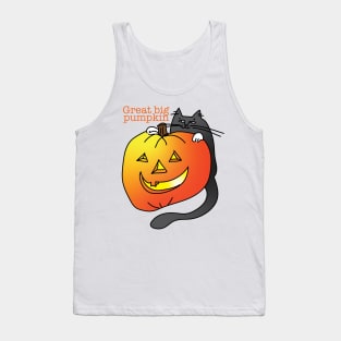 Halloween Pumpkin with Black Cat Tank Top